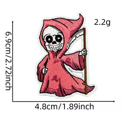 Parche bordado calavera rosa, ornamentación termoadhesiva infantil