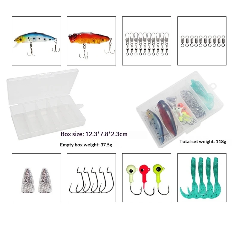 Kit de señuelos de pesca variados: jig, plomos y anzuelos - imagen 2