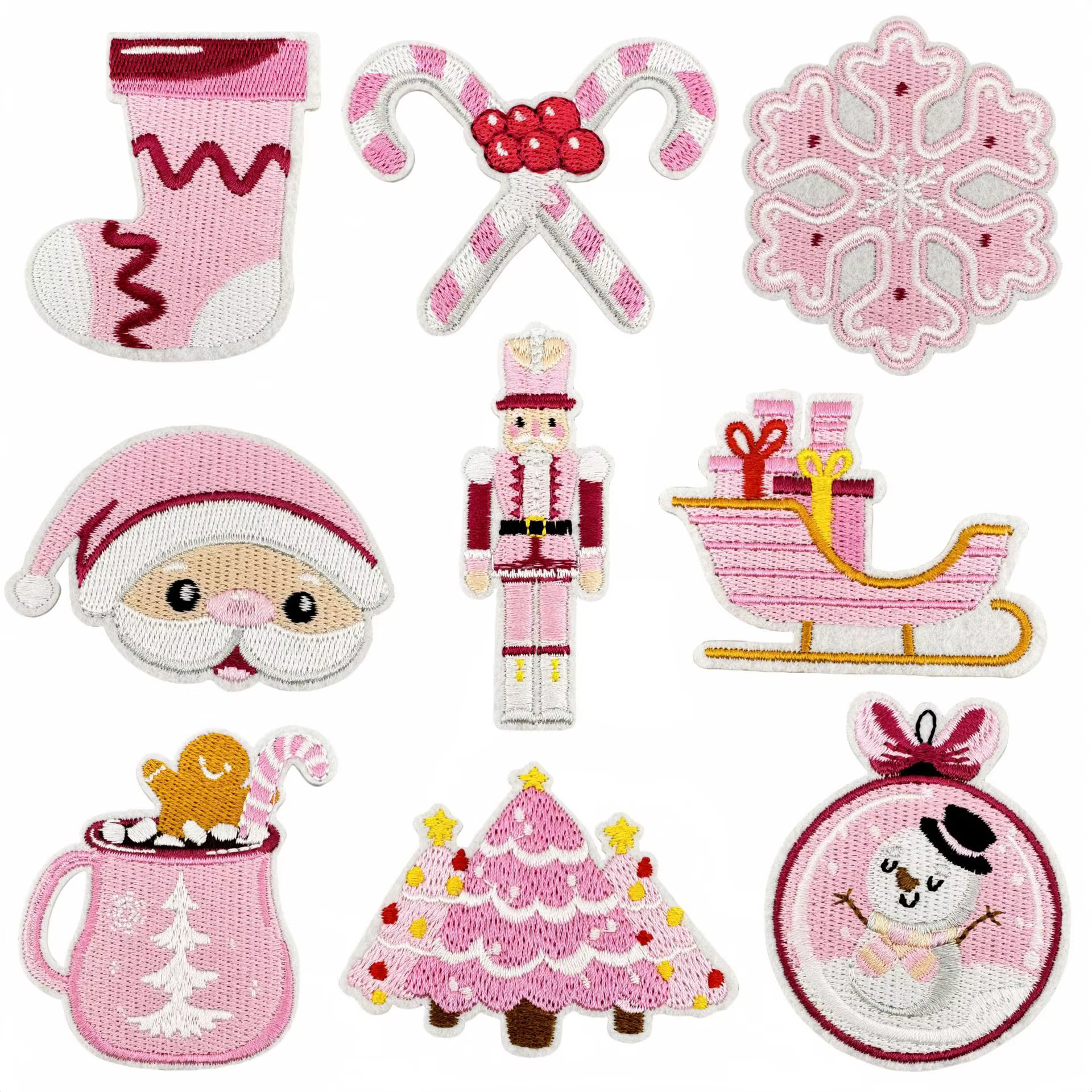 Parche bordado para planchar Navidad Papá Noel rosa y muñeco de nieve - imagen 4