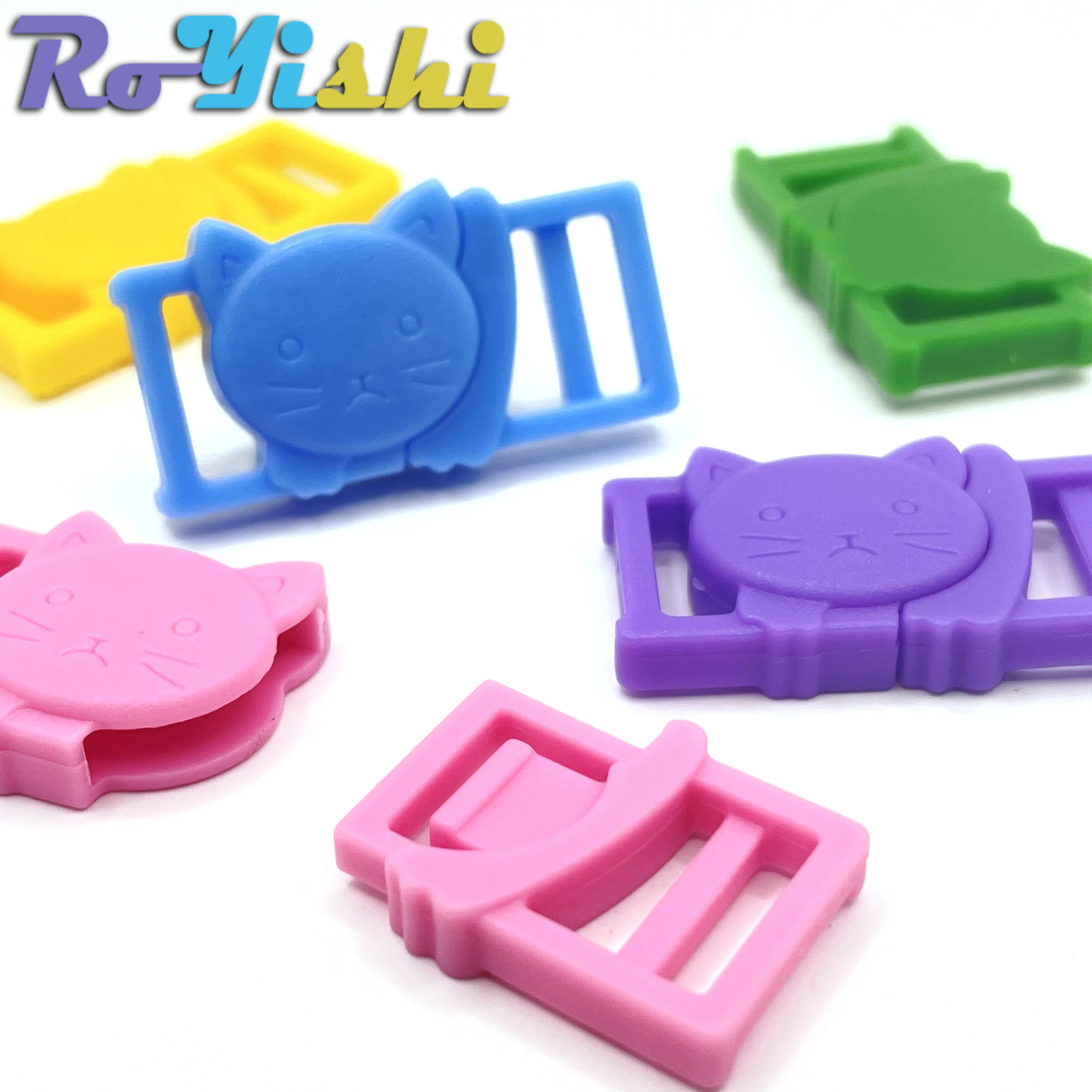 Hebillas de seguridad plásticas cabeza de gato multicolor para collar - imagen 4