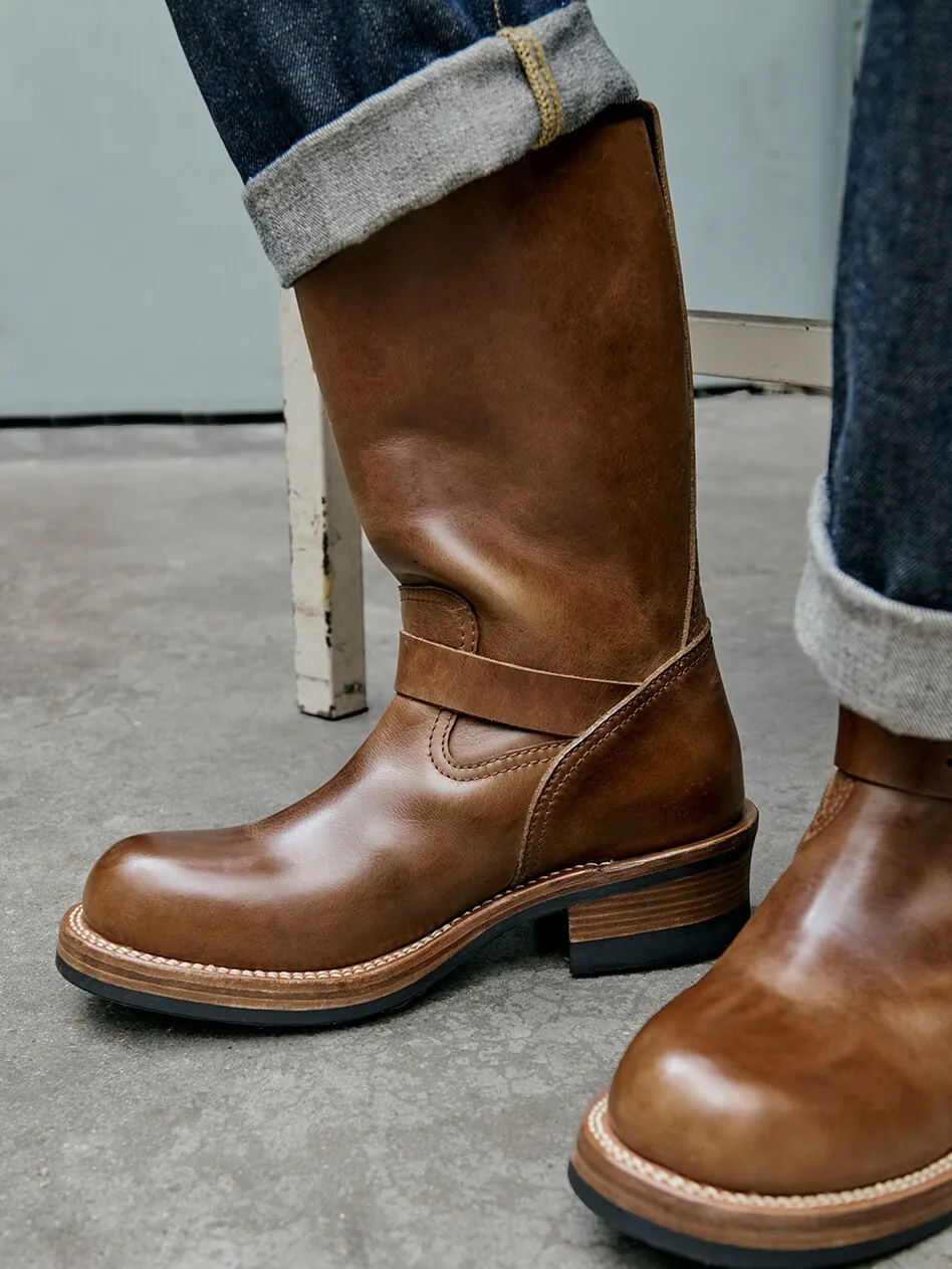 KOWM Botas de trekking de cuero marrones para hombre, Goodyear - imagen 5