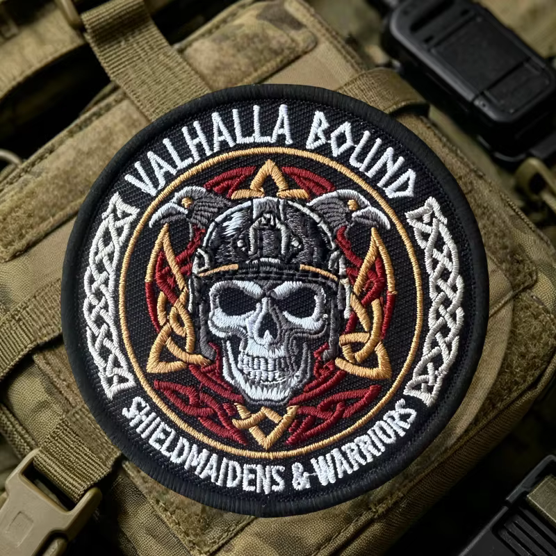 Parche táctico bordado calavera cuervo con Velcro para mochila - imagen 3