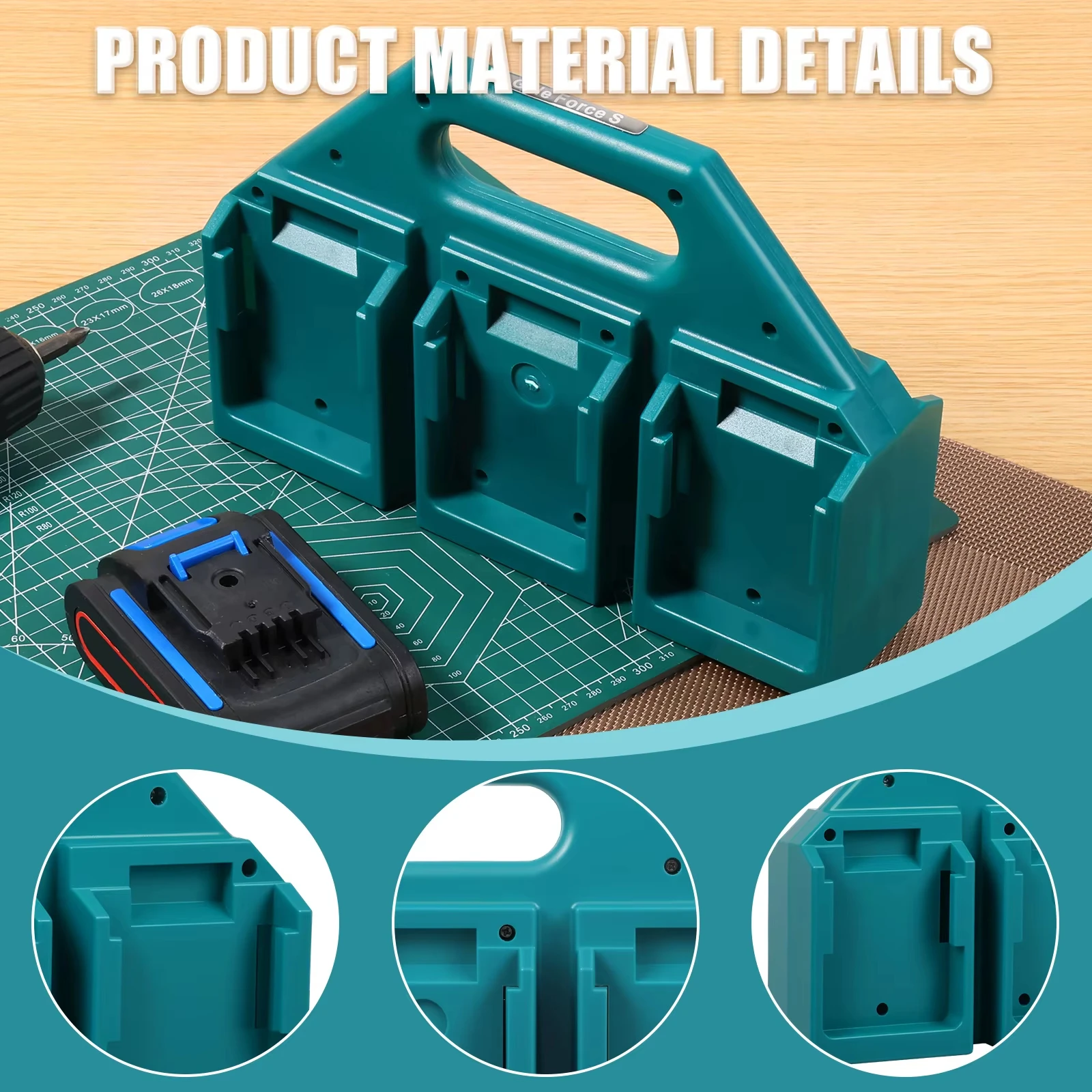 Soporte baterías Makita 6 posiciones 14,4V-18V ABS con asa - imagen 5