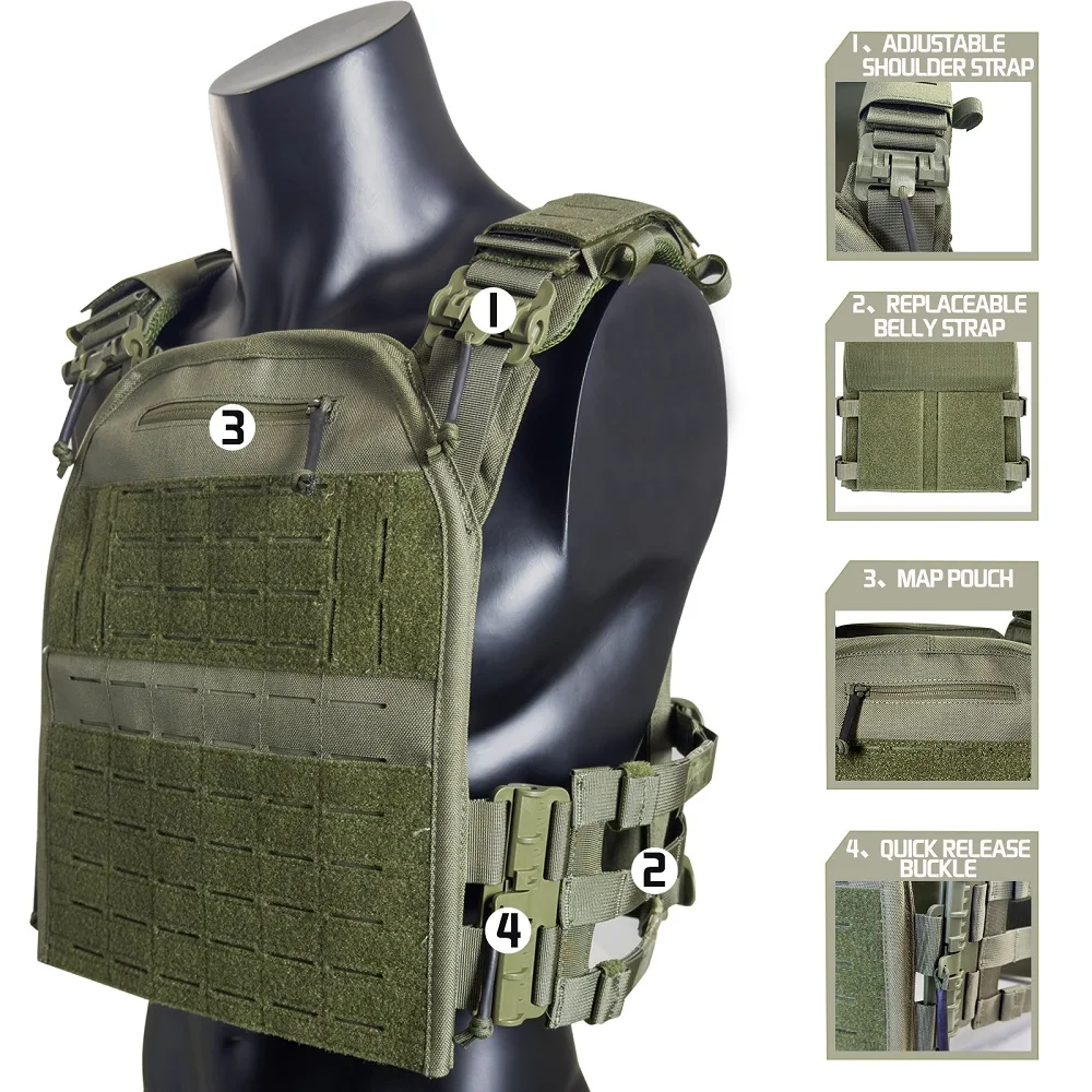 Chaleco táctico Emersongear VT06 modular – 1000D Nylon ligero perfil bajo - imagen 5