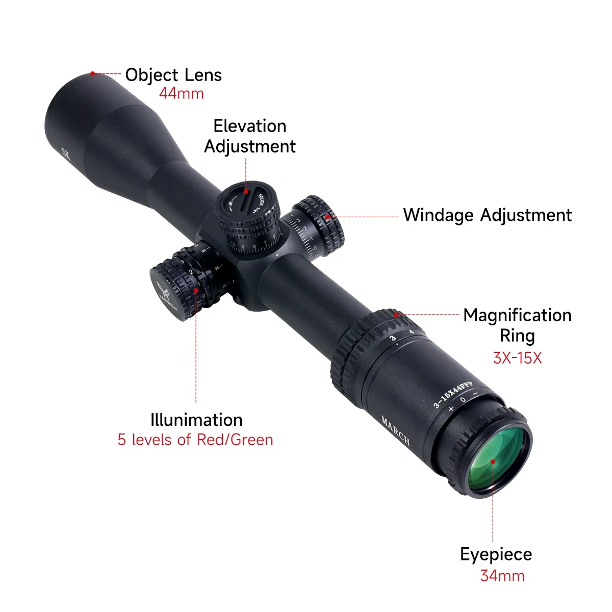 Mira telescópica SK FFP para caza con retícula focal - imagen 2