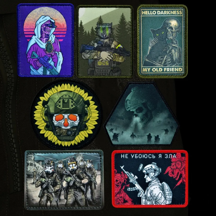 Parche de calavera militar bordado