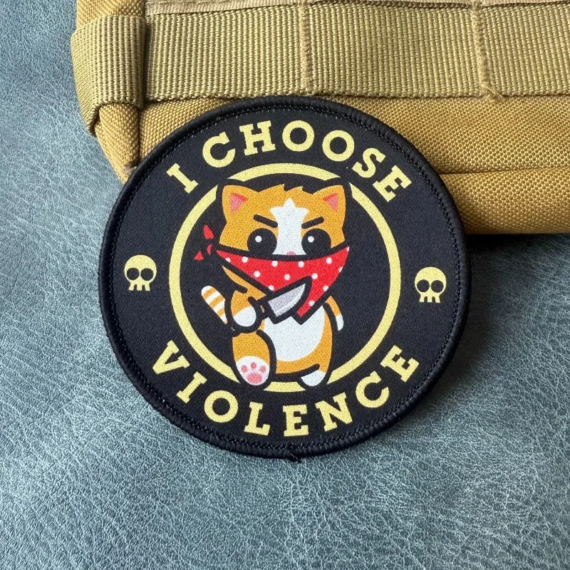 Parche táctico militar corgi con gancho y bucle, bordado