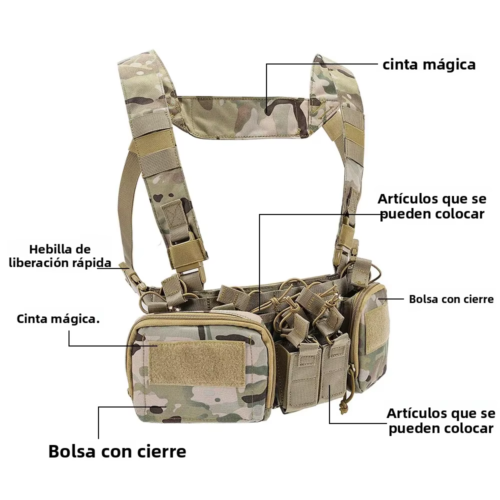 Chaleco táctico SINAIRSOFT MOLLE de nylon con bolsillos cargador - imagen 5