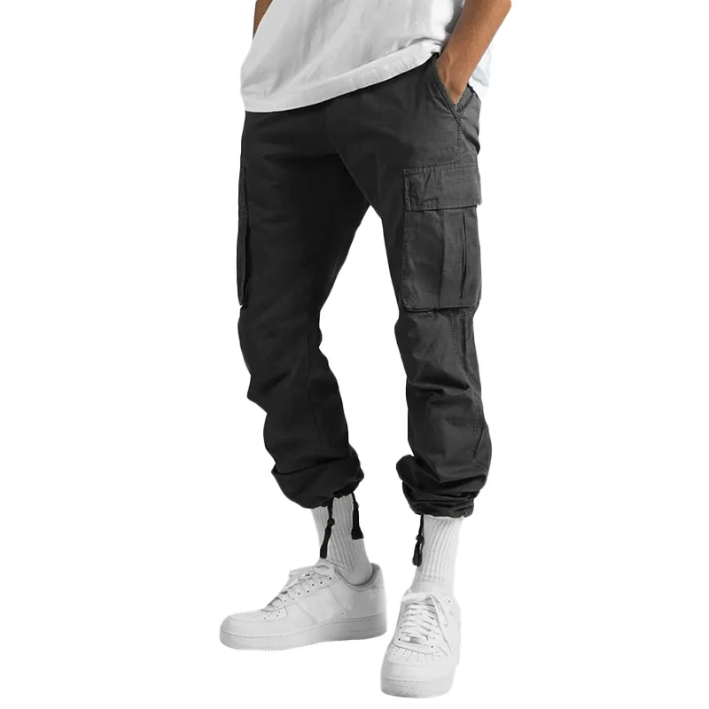 Pantalones cargo rectos hombre multibolsillos cordón urbanos finos - imagen 4