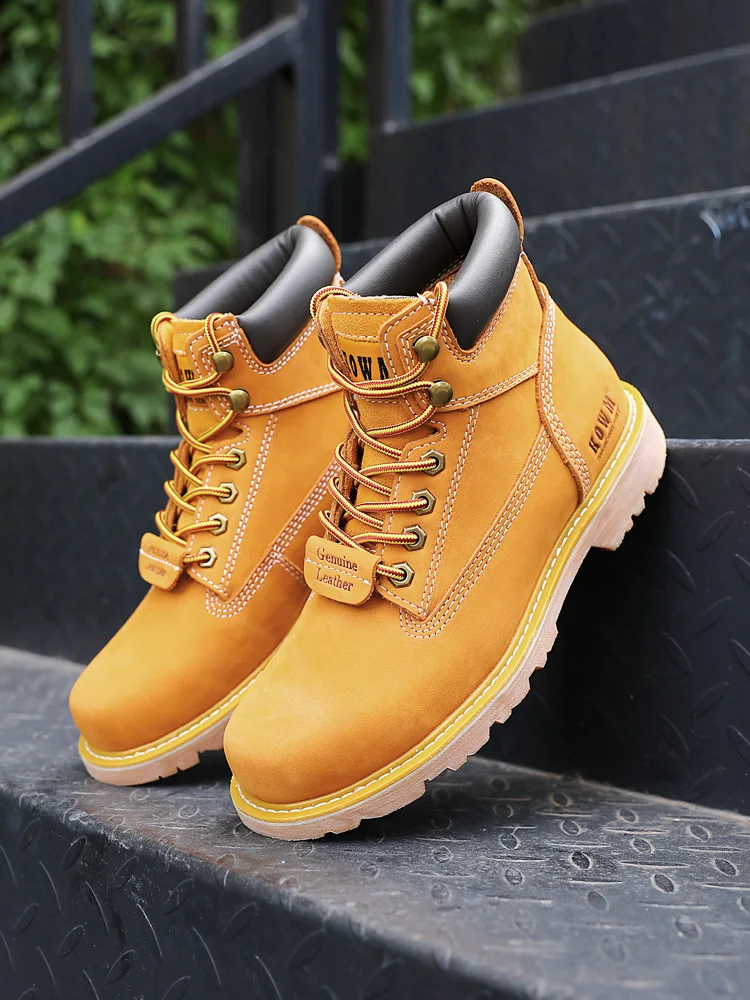 KOWM Botas tácticas impermeables en desierto cuero de vaca para hombre - imagen 3