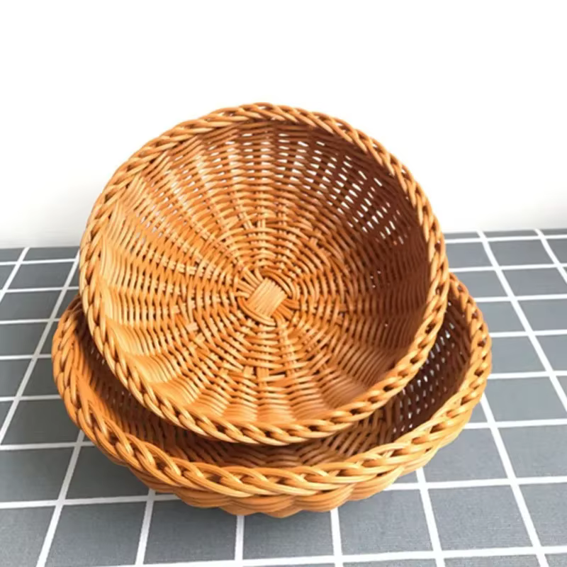 Cesta de ratán natural organizadora para pan y alimentos - imagen 4