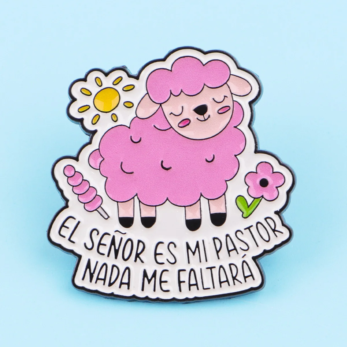 Pin de esmalte con diseño de oveja rosa