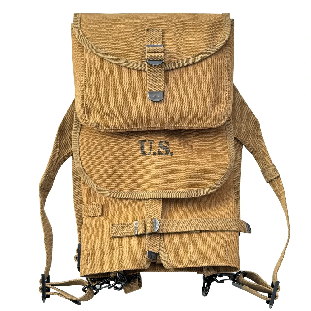 Mochila táctica M1928 réplica Segunda Guerra Mundial lona caqui - imagen 4