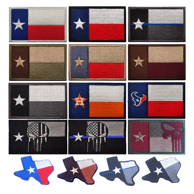 Parche militar táctico bordado bandera Texas con calavera para coser