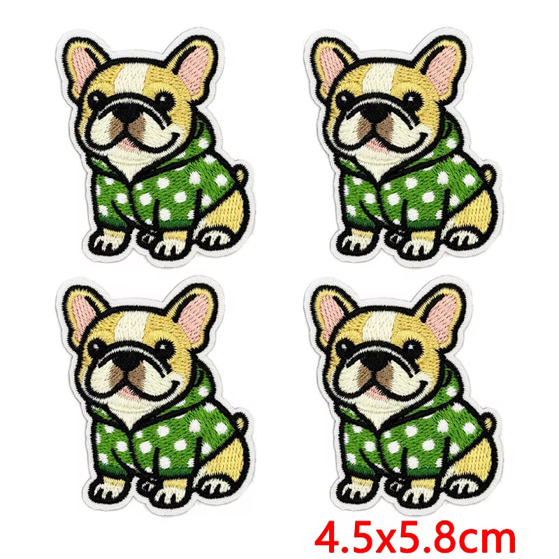 Parche termoadhesivo bordado corgi, bulldog y gatito para ropa - imagen 5