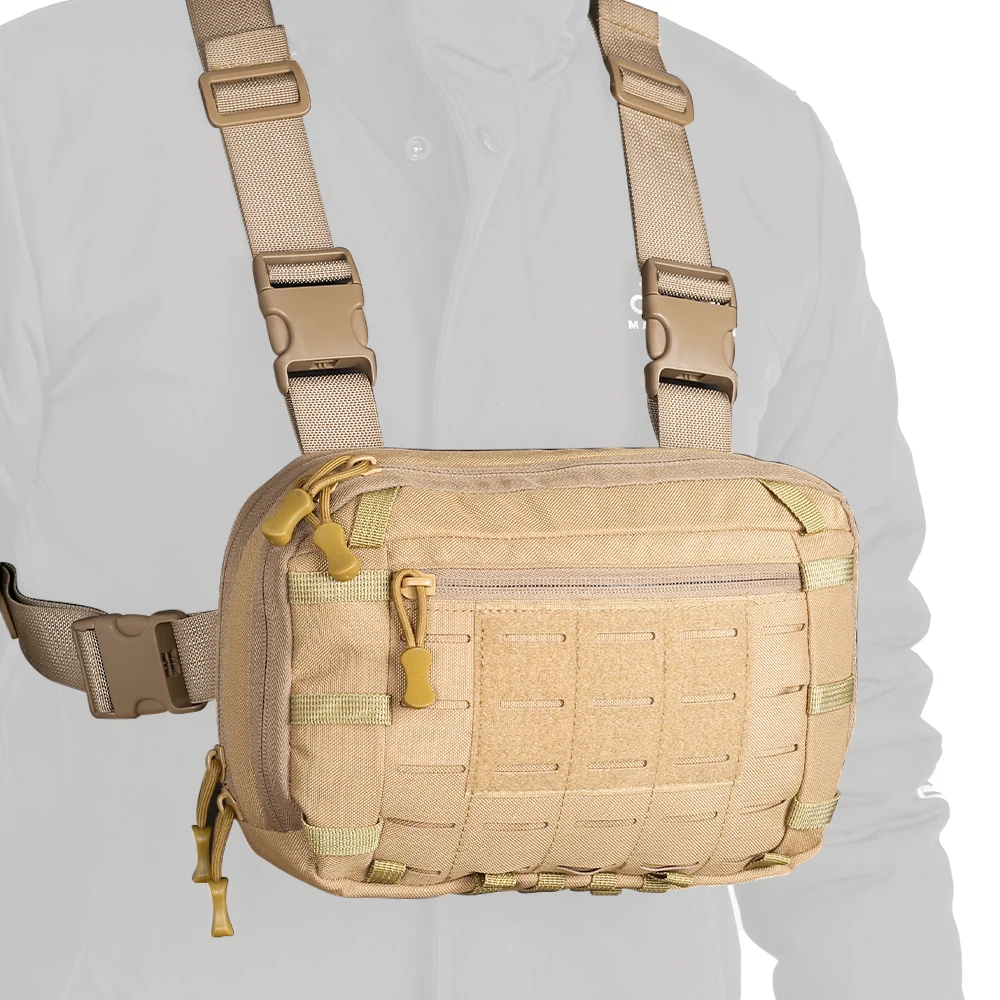 Bolsa táctica de pecho 600D nylon EDC con fundilla para caza, camping y outdoor