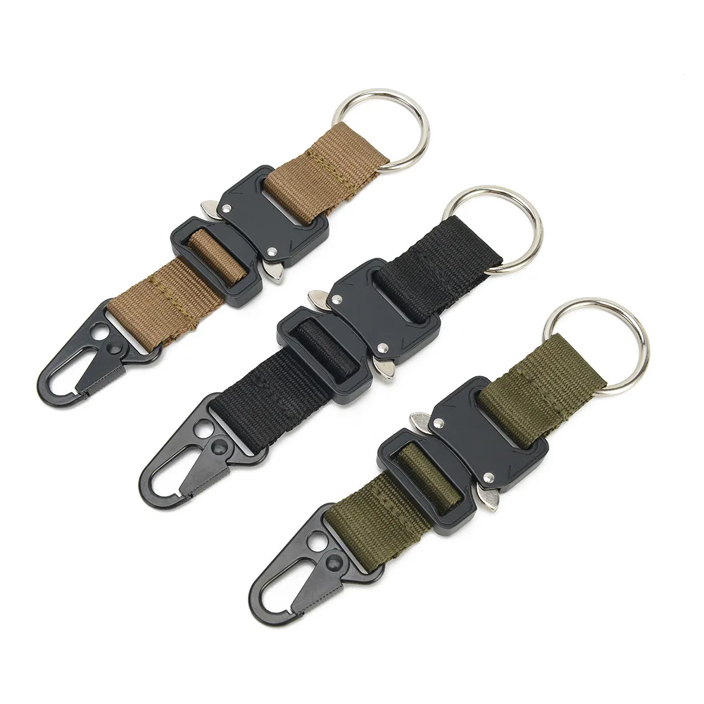 Llavero EDC táctico MOLLE con anillos acero inoxidable y clips HK - imagen 2
