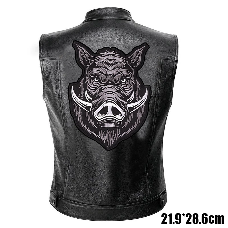 Parche bordado cuero león lobo elefante motociclista punk - imagen 3