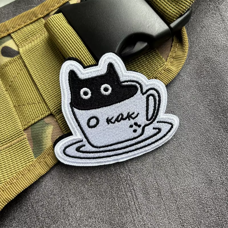 Teacup Cat parche táctico bordado con velcro para ropa y mochilas - imagen 4