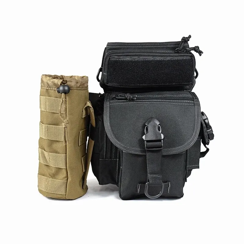 Bolsa táctica MOLLE caqui para botella de agua con cordón ajustable - imagen 3