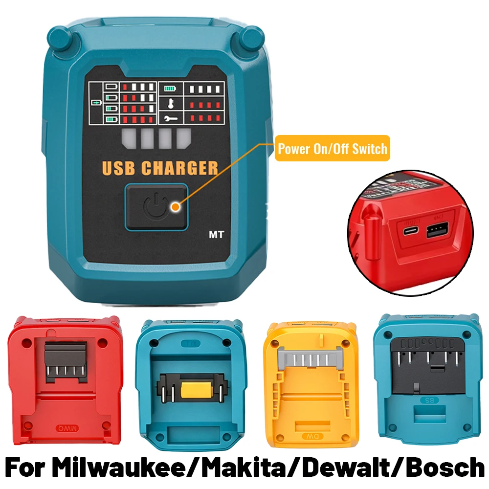 Estación de carga USB-C para baterías Makita, DeWalt y Milwaukee