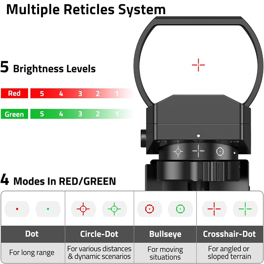 Óptica de mira reflex táctica para rifle con montaje en riel Picatinny - imagen 2