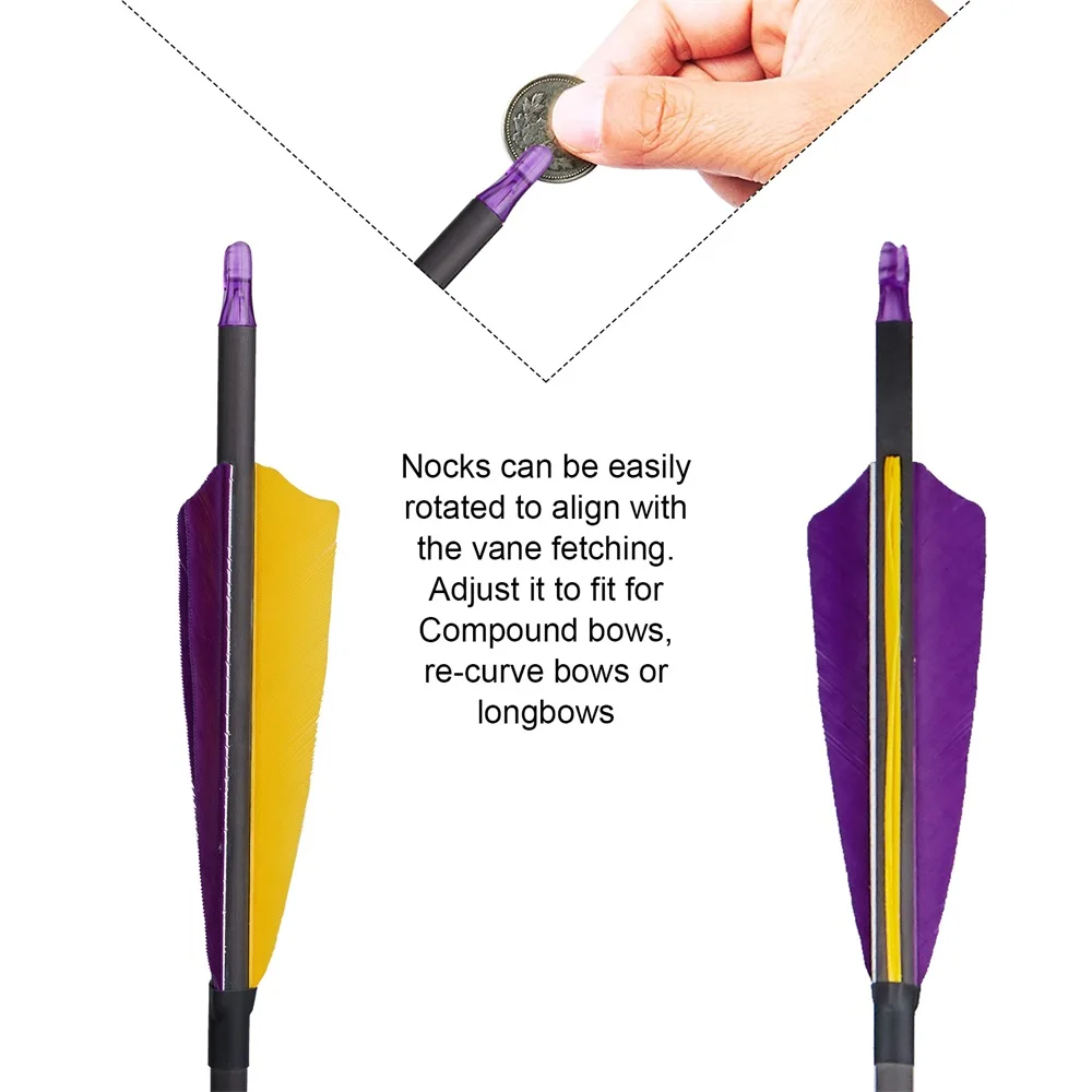 Flechas de carbono para caza con punta reemplazable y pluma pavo - imagen 2