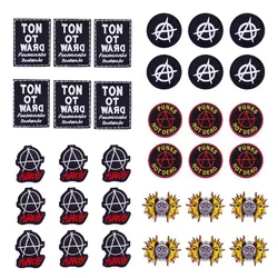 Parche bordado termoadhesivo sol hippie punk para planchar y coser