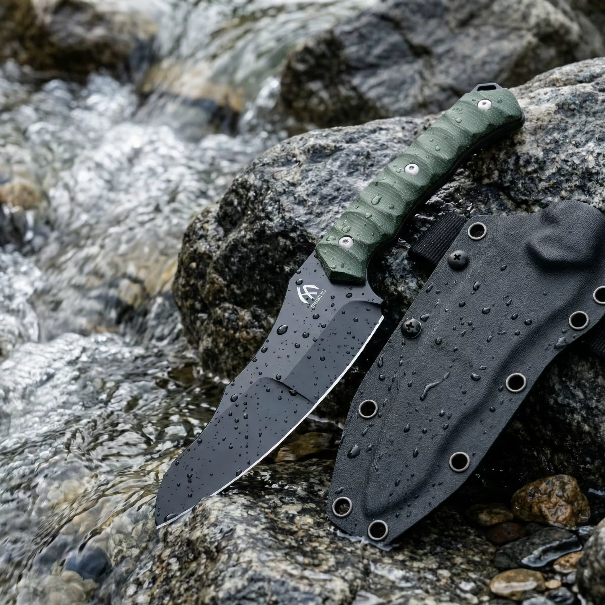 Cuchillo fijo de acero para exteriores y emergencia, compacto - imagen 4