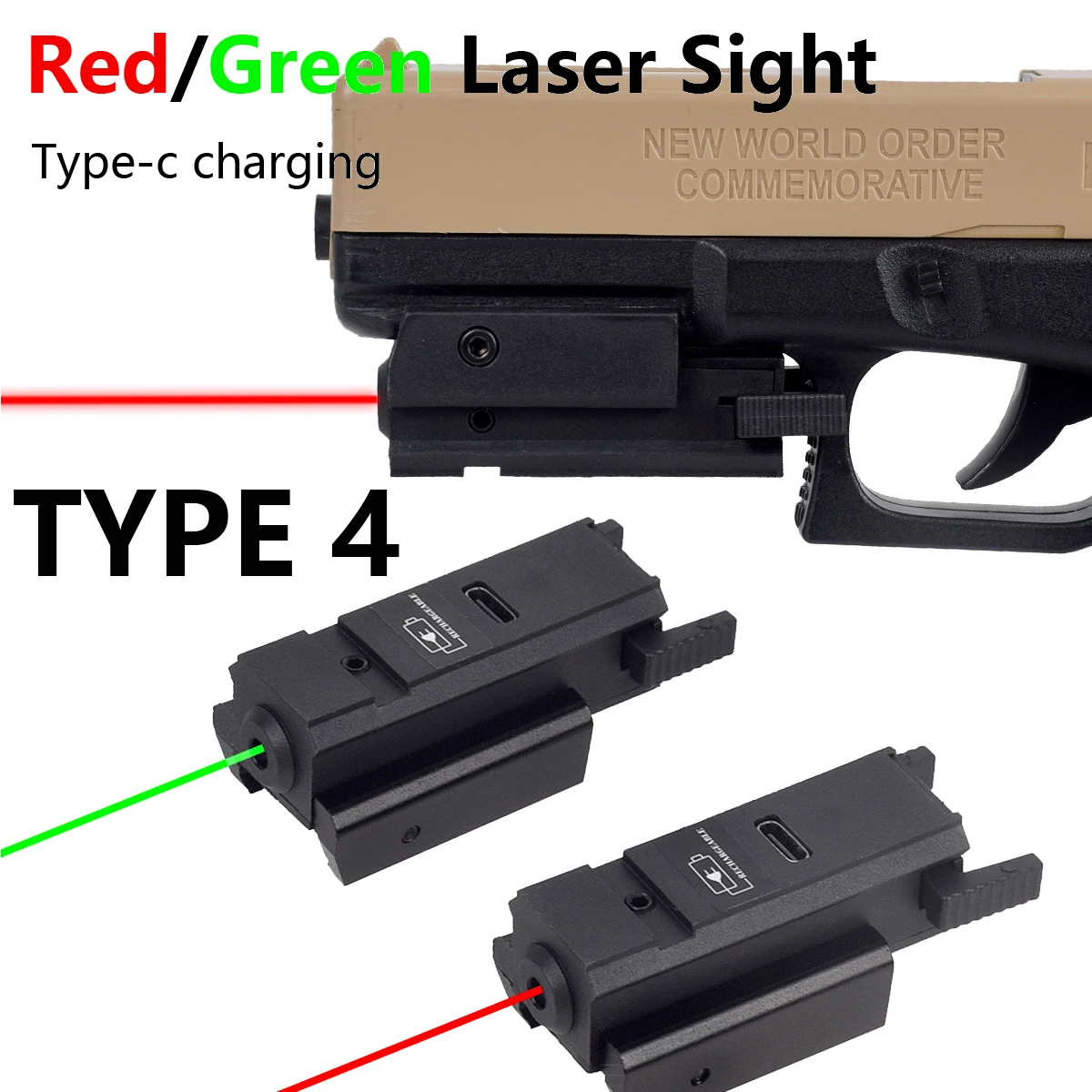 Mira Láser Airsoft Recargable USB Rojo y Verde - imagen 4