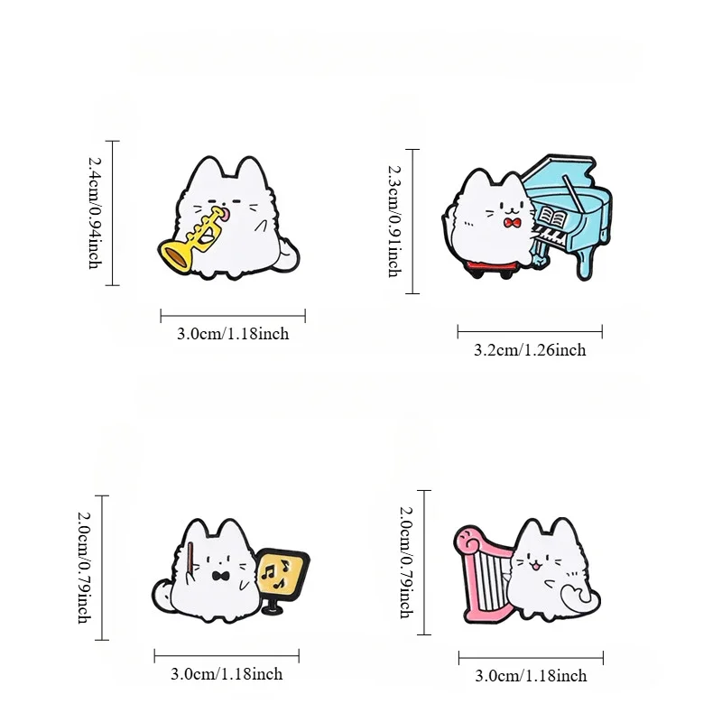 Broche de gato estilo cómic para bolsa y ropa, insignia decorativa - imagen 2