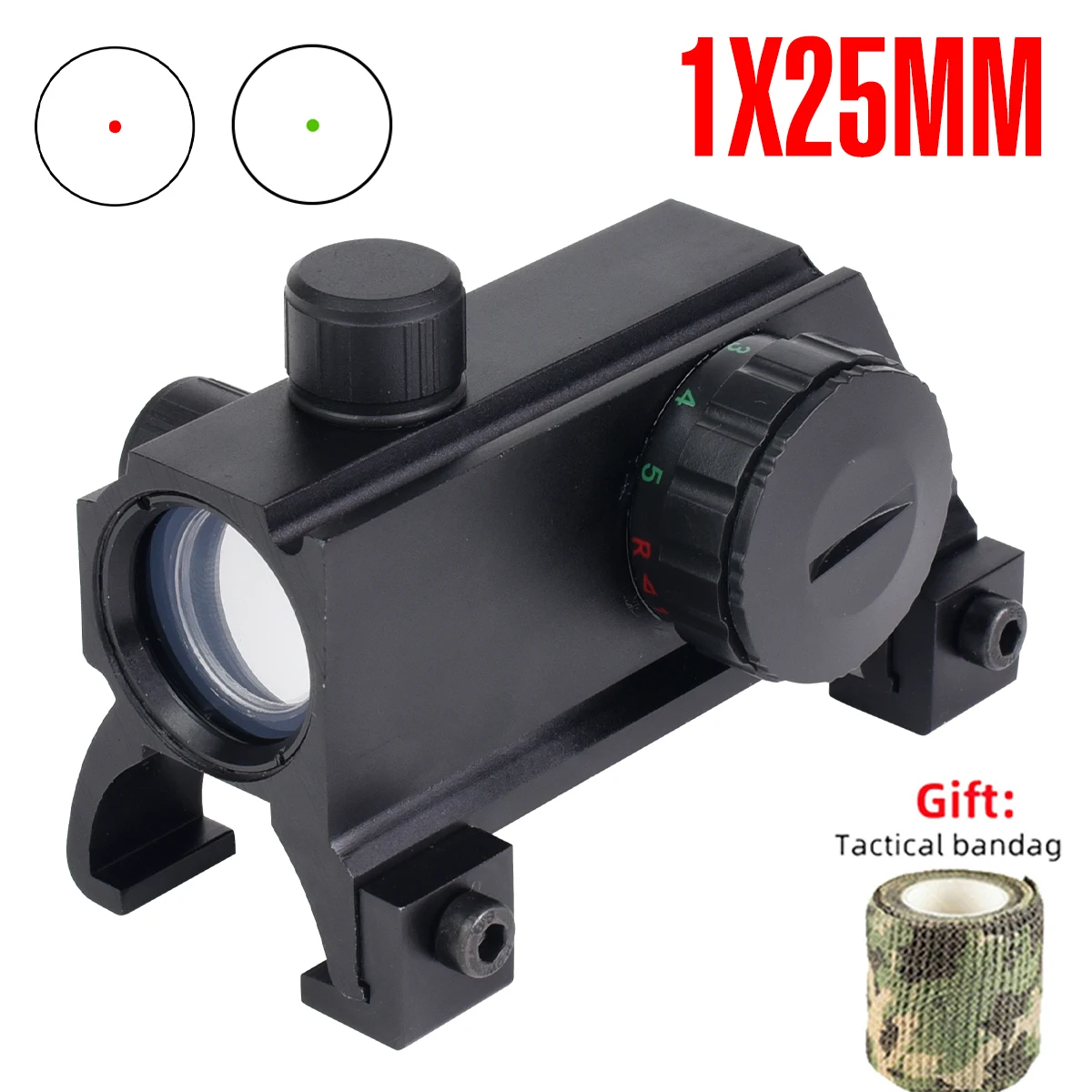 Mira reflex táctica óptica para Picatinny con brillo ajustable