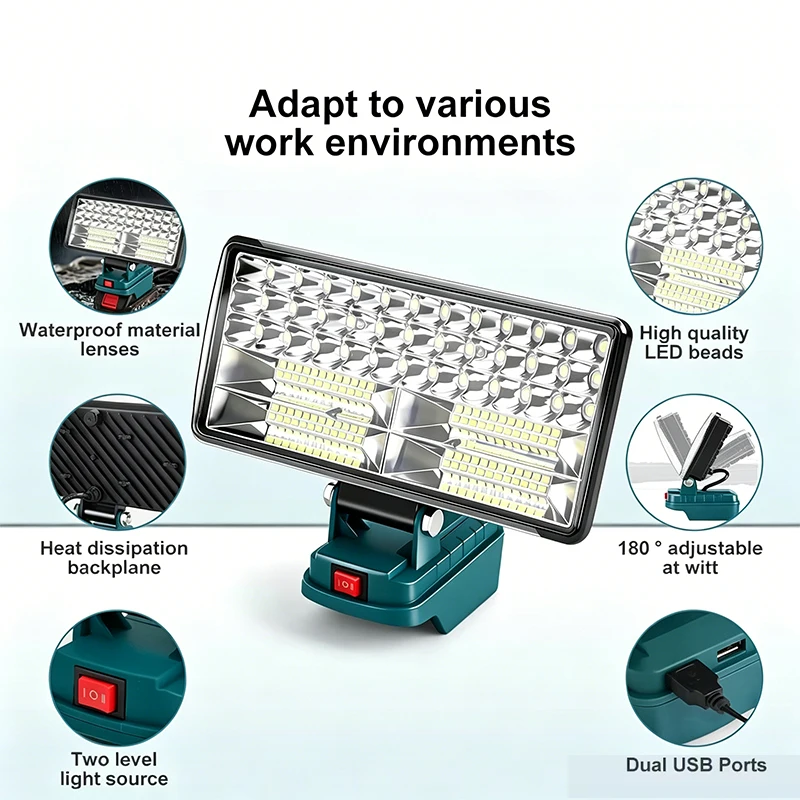Makita Lámpara de trabajo LED recargable compatible litio sin batería - imagen 5