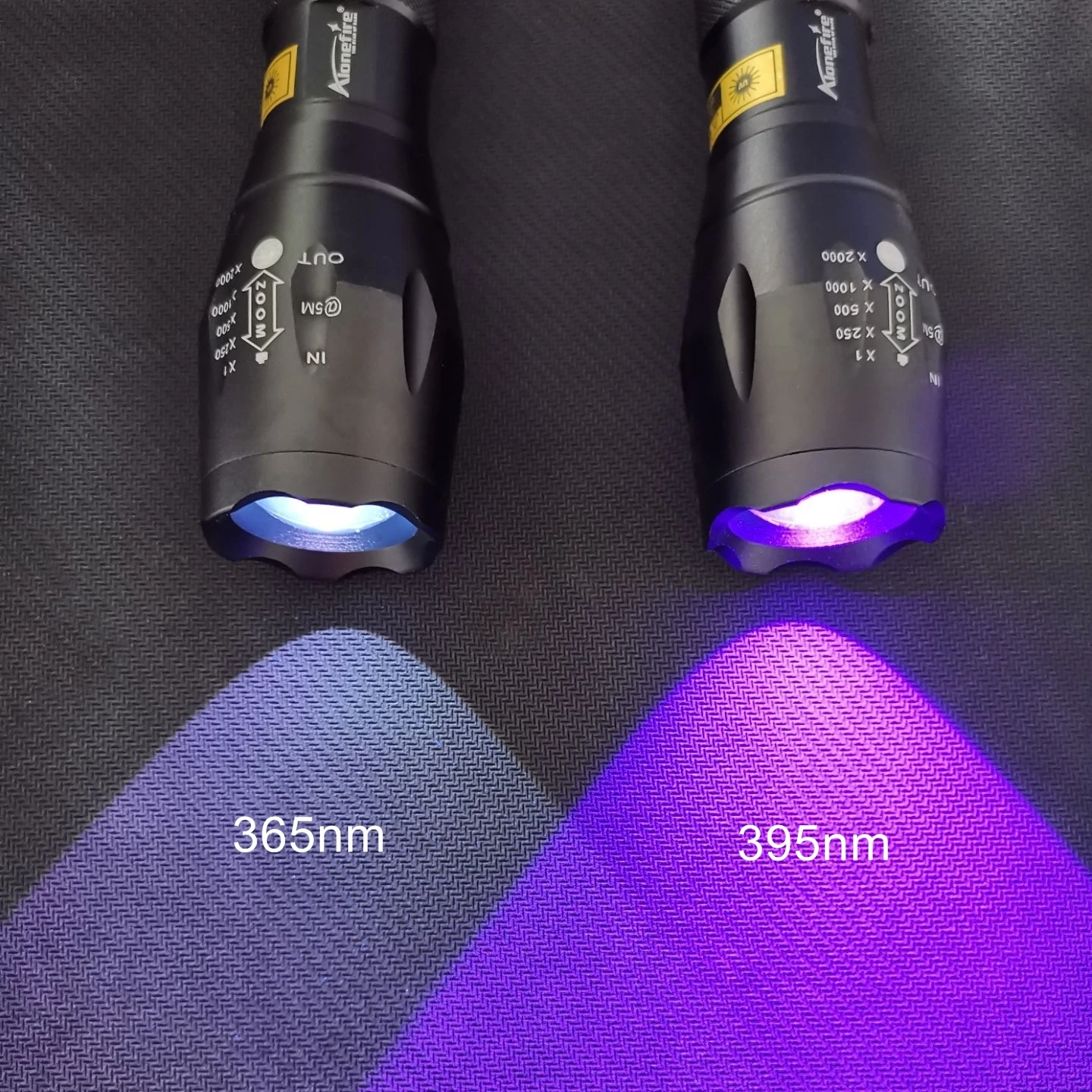 Linterna UV LED con zoom y carga USB-C para tinta invisible 365-395nm - imagen 4