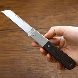 Cuchillo plegable acero inoxidable con mango de madera portátil