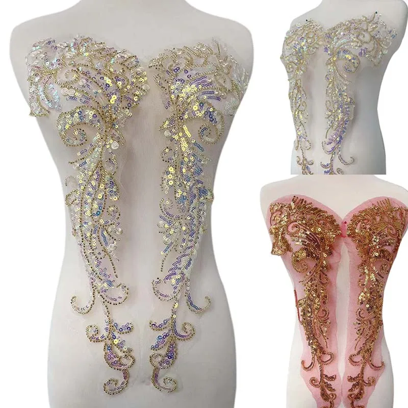 Parche bordado con lentejuelas y encaje floral para escote de mujer - imagen 5