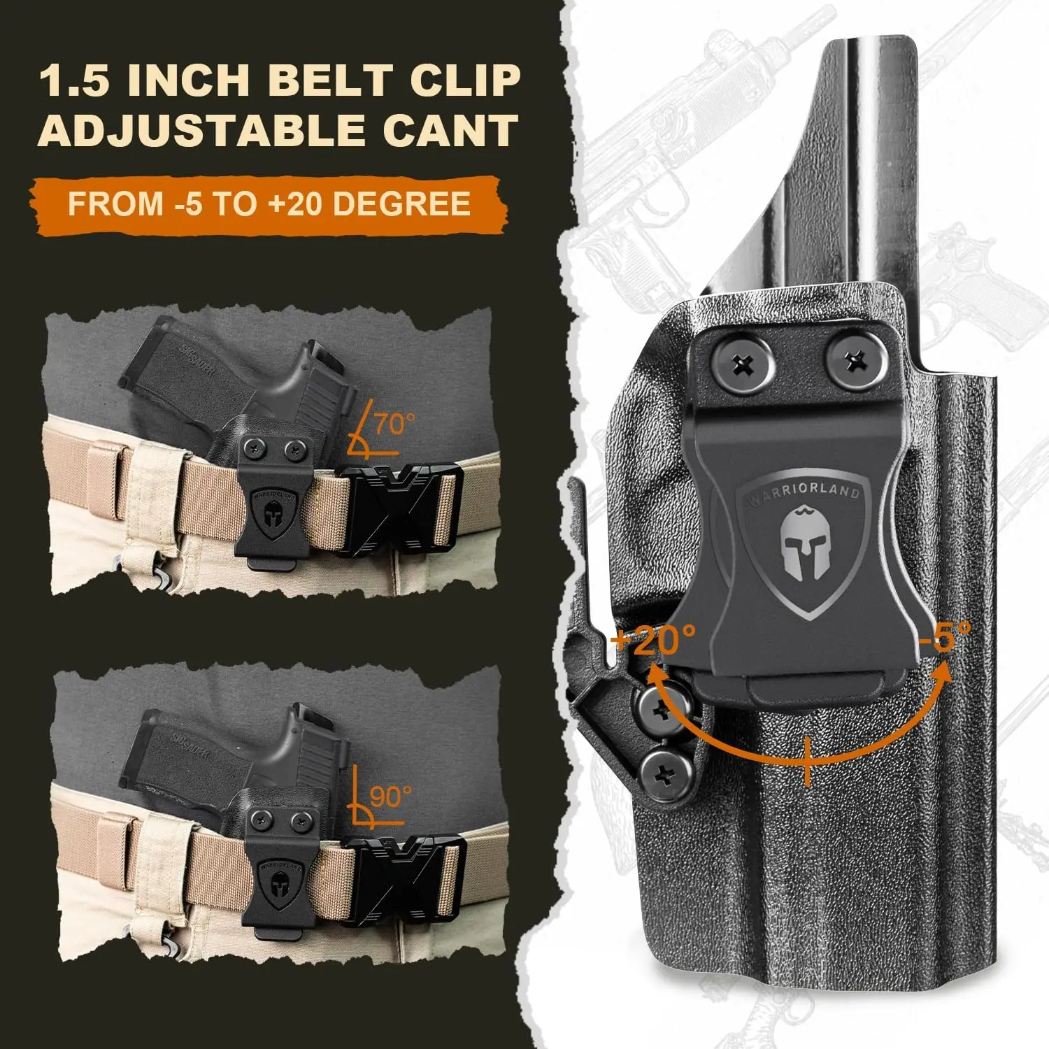 Funda Kydex IWB Glock 20/21/22 – Retención ajustable diestra - imagen 2