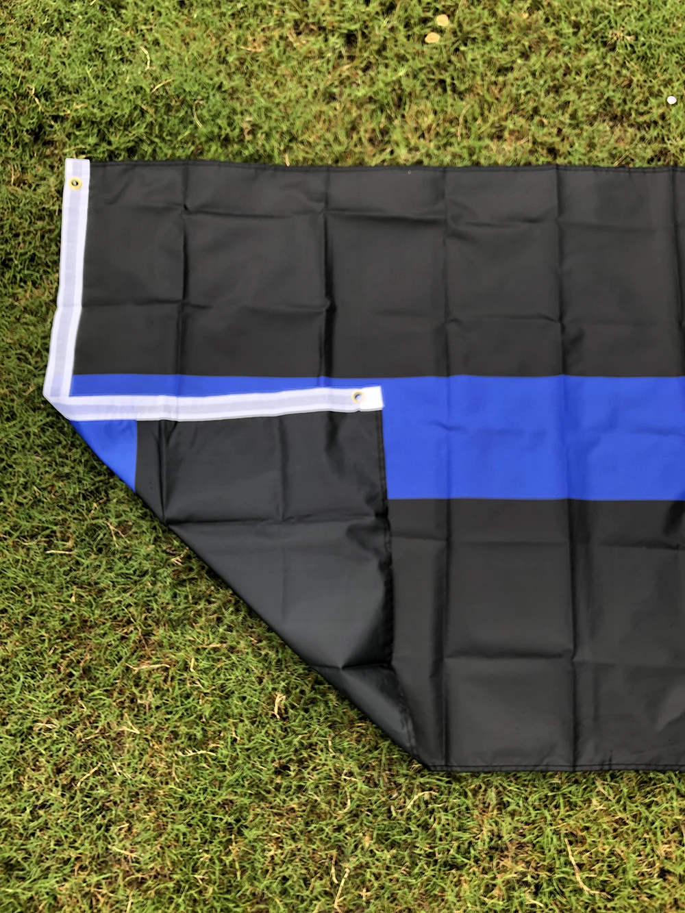 Bandera policial con línea azul delgada, poliéster impresa doble cara - imagen 3