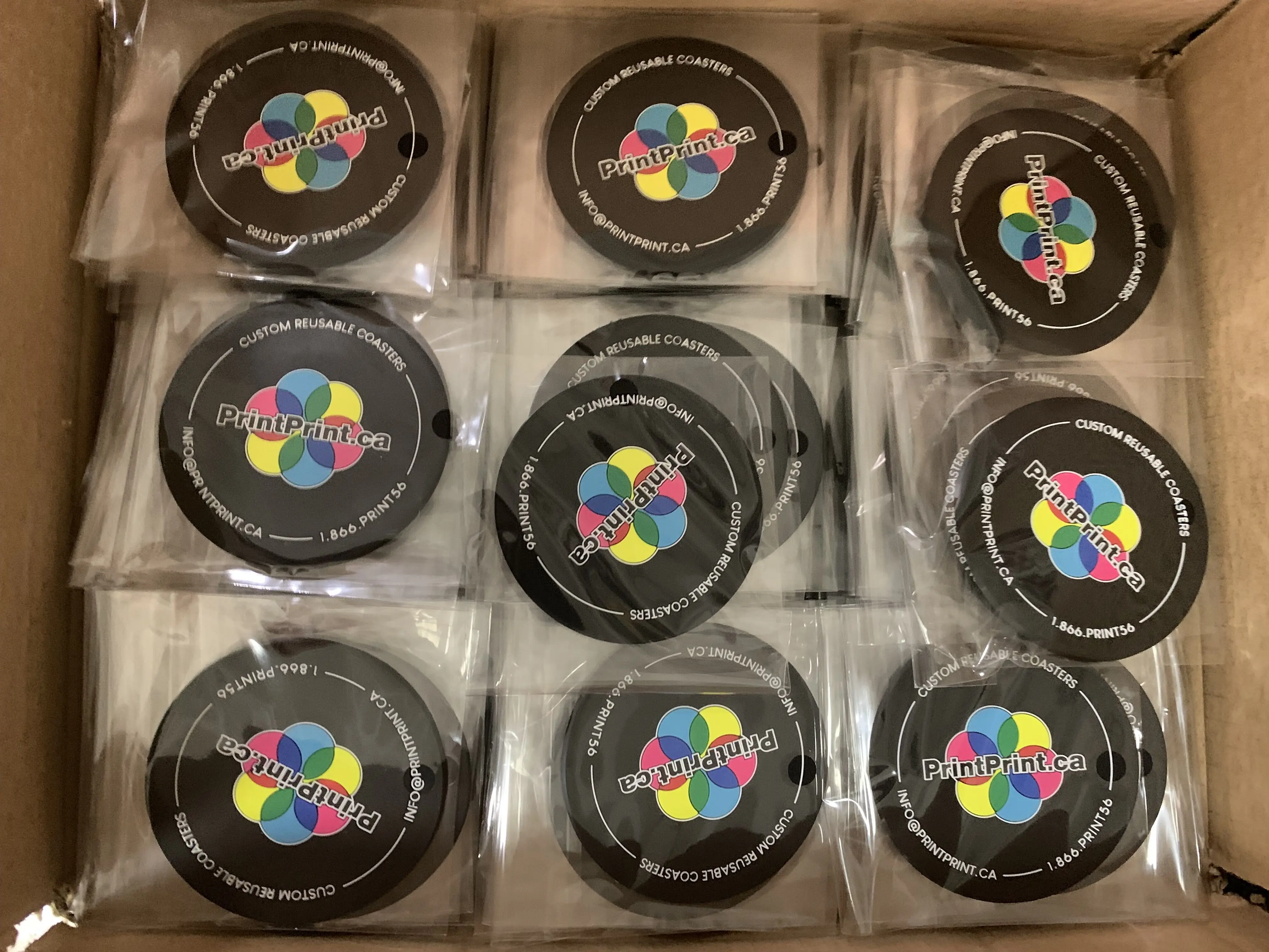 Posavasos listos para uso y presentación