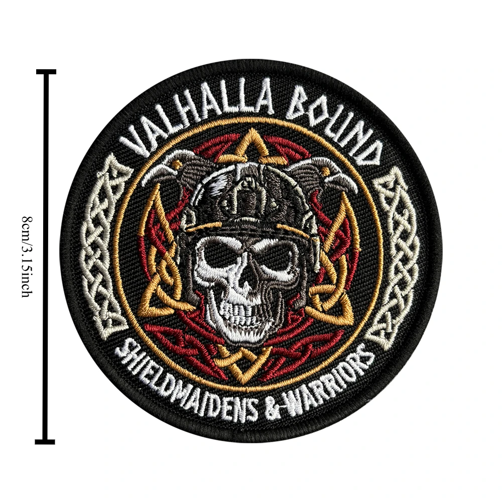Valhalla Bound parche bordado táctico vikingo calavera con velcro - imagen 3