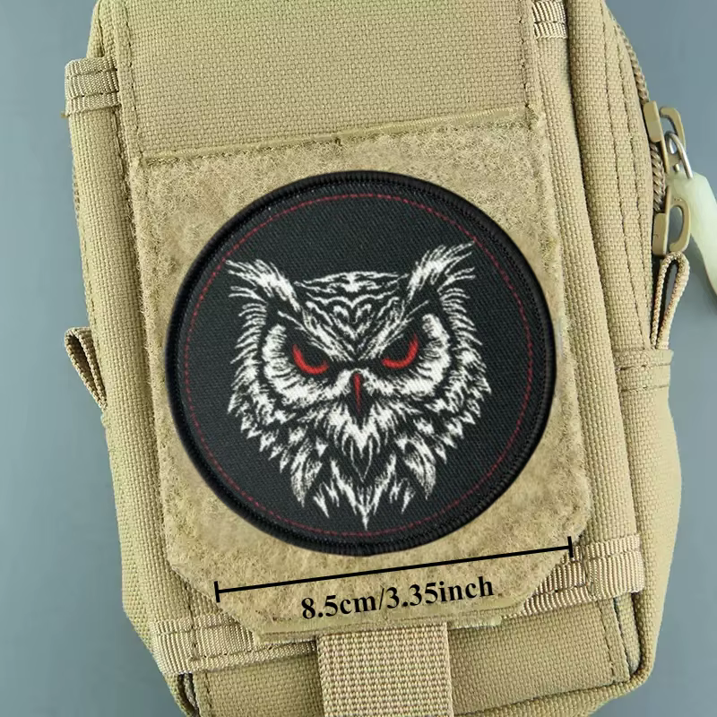 Parche táctico con búho impreso y velcro – morale para ropa; mochila - imagen 3