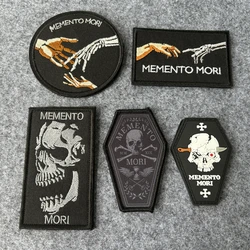 Parche bordado calavera Memento Mori MOLLE para equipamiento táctico