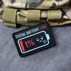 Parche táctico velcro Social Battery: Low – para mochila