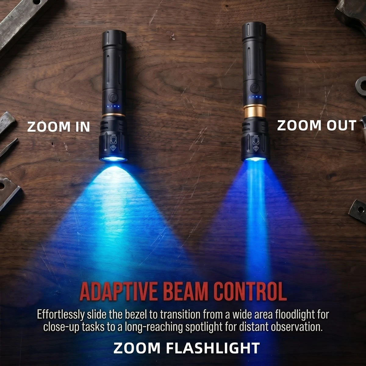 Alonefire linterna táctica LED azul recargable USB aluminio zoom - imagen 5