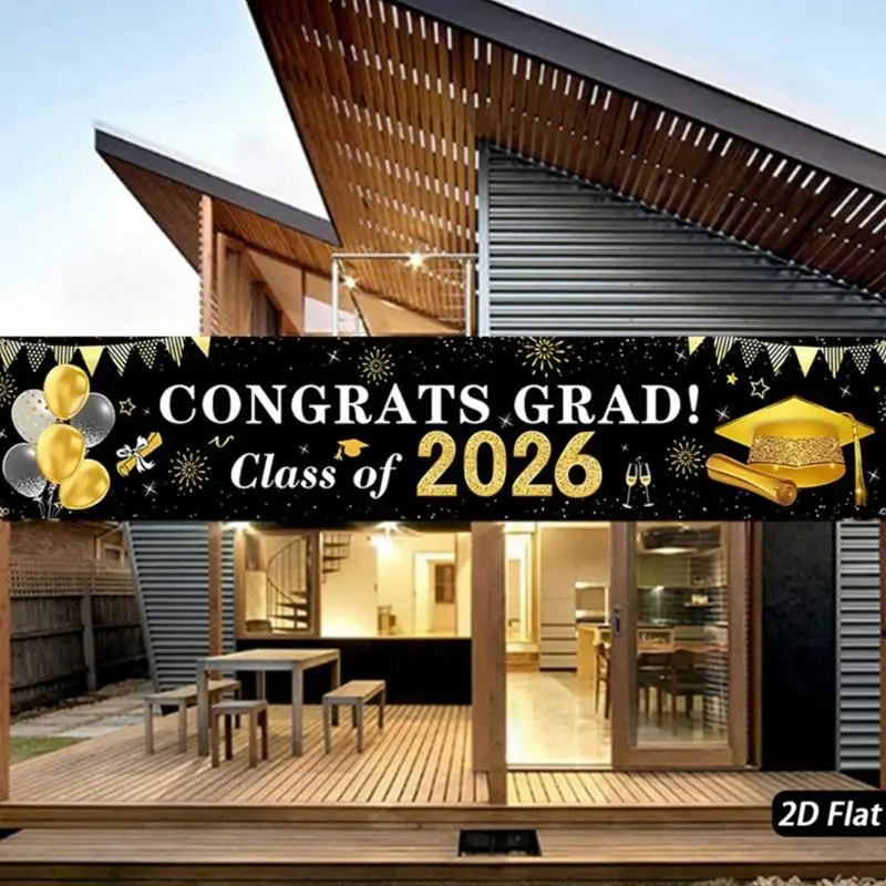 Telón de fondo graduación negro y dorado en poliéster - imagen 2