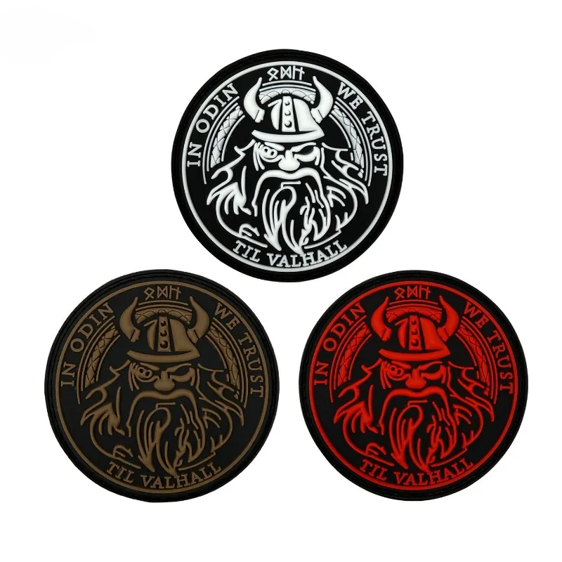 Parche táctico redondo PVC y bordado vikingo con frase En Odín Valhalla - imagen 2