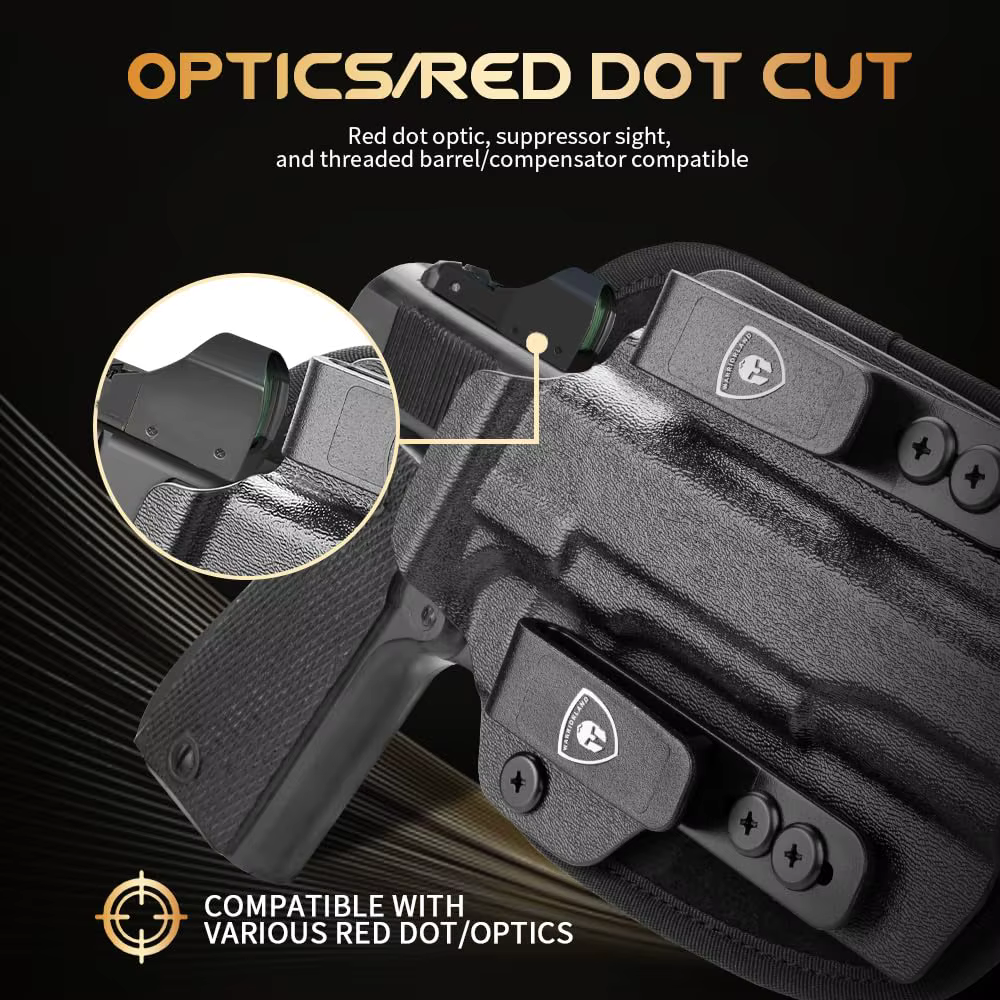 Funda Kydex-nailon 1911 5" sin riel, corte óptico, derecha