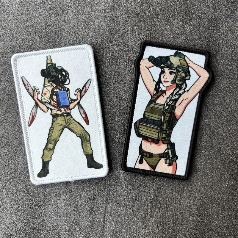 Parche táctico moral anime chica militar velcro bucle para mochila