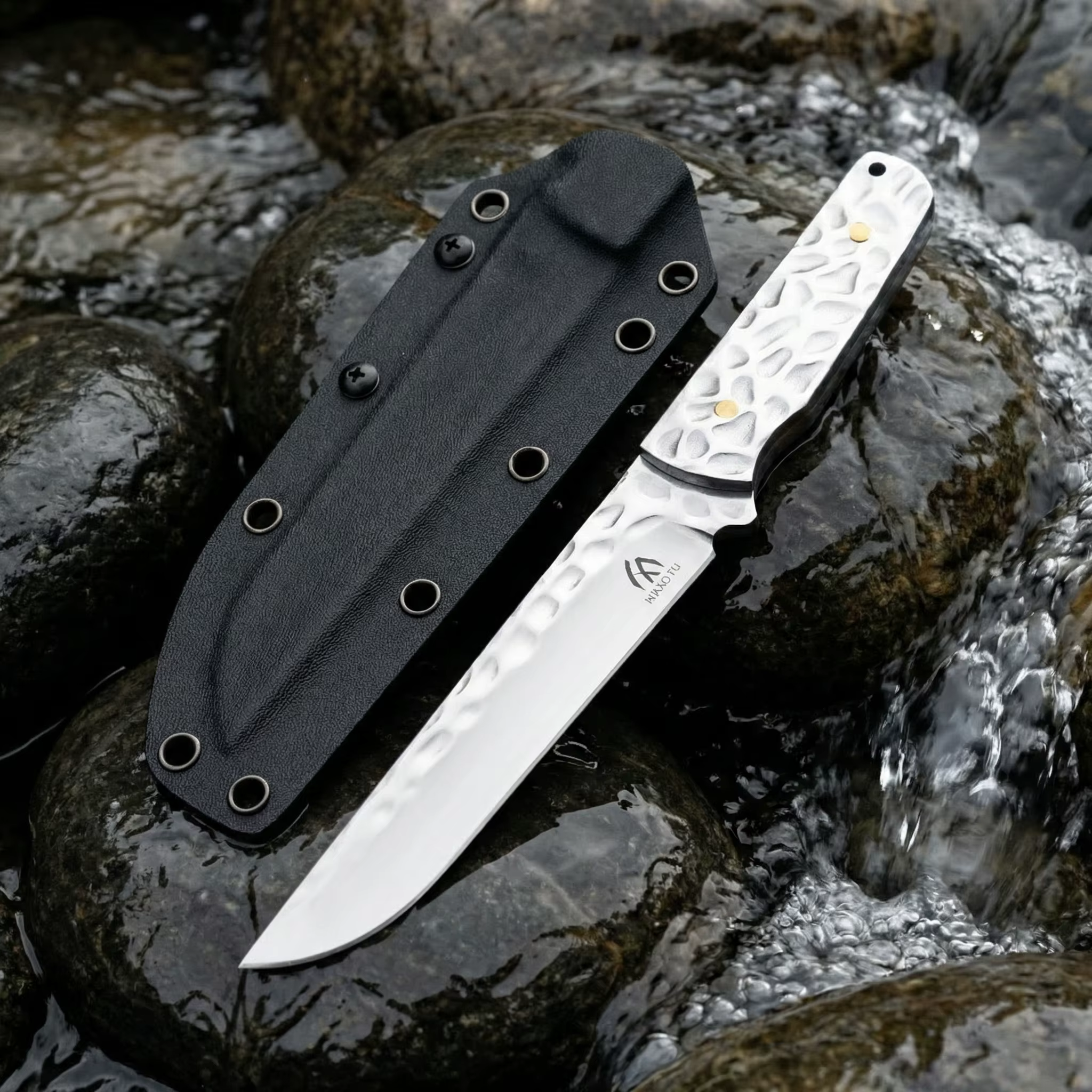 Cuchillo fijo acero inoxidable para aire libre y emergencia camping - imagen 3