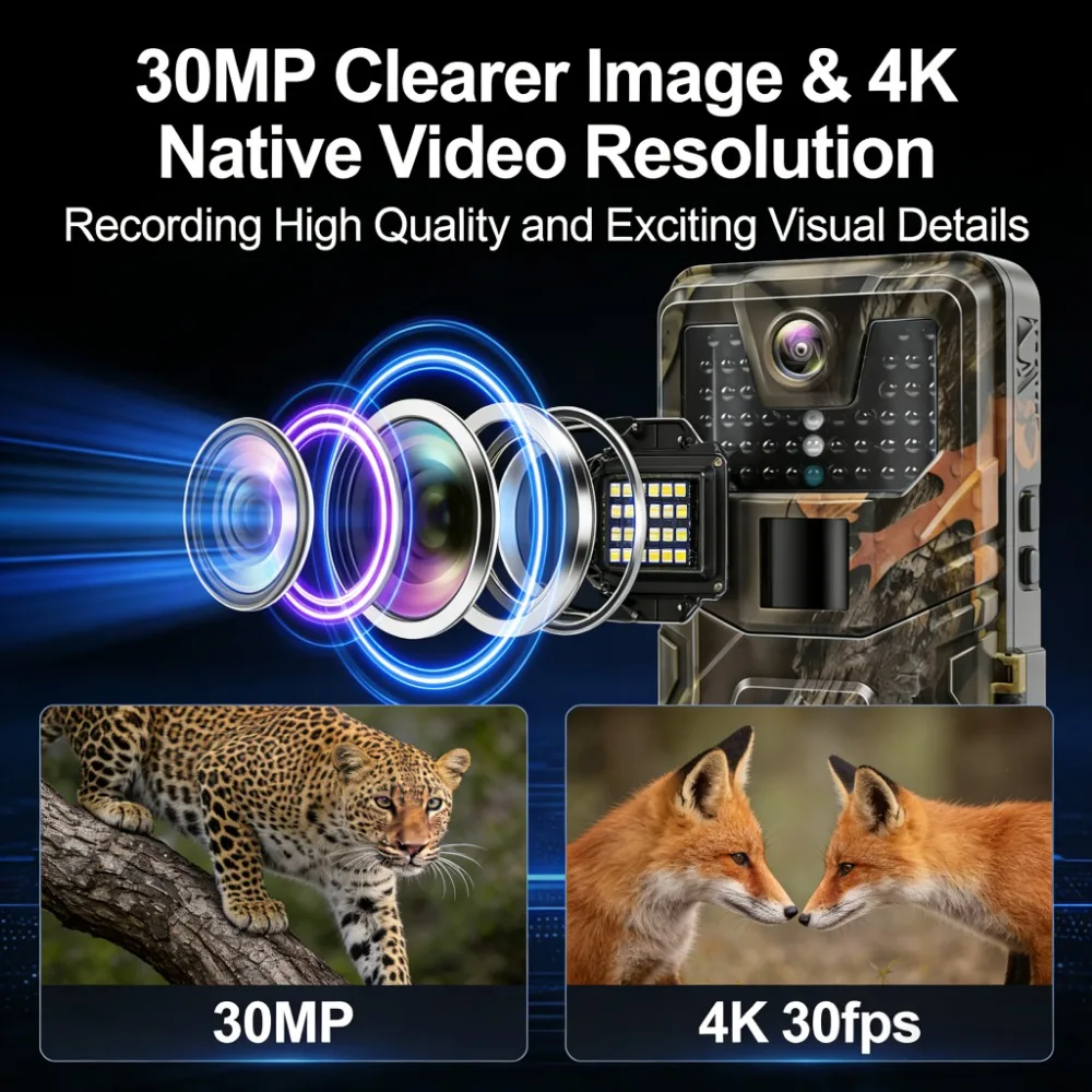 Cámara de caza WiFi camuflaje visión nocturna sin brillo IR